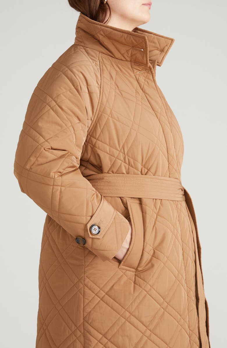 Universal Standard Nehra Quilted Coat, Alternate, color, Camel Brown