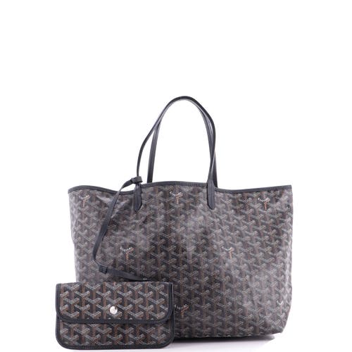 Pre-owned Goyard Goyard Saint Louis Tote Coated Canvas Pm In Gray
