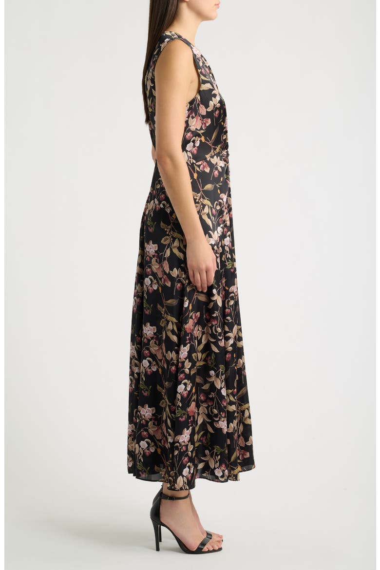 Floral Print Sleeveless Maxi Dress, Alternate, color, BLACK/ MULTI