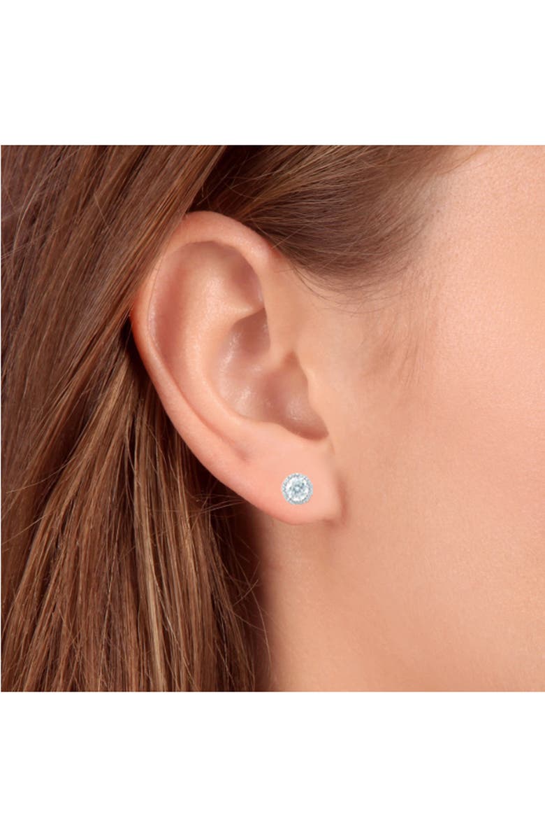 Bliss Diamond 1/2 Ct Halo Diamond Studs With Screw Backs Gold Lab Grown, Alternate, color, 10K White Gold