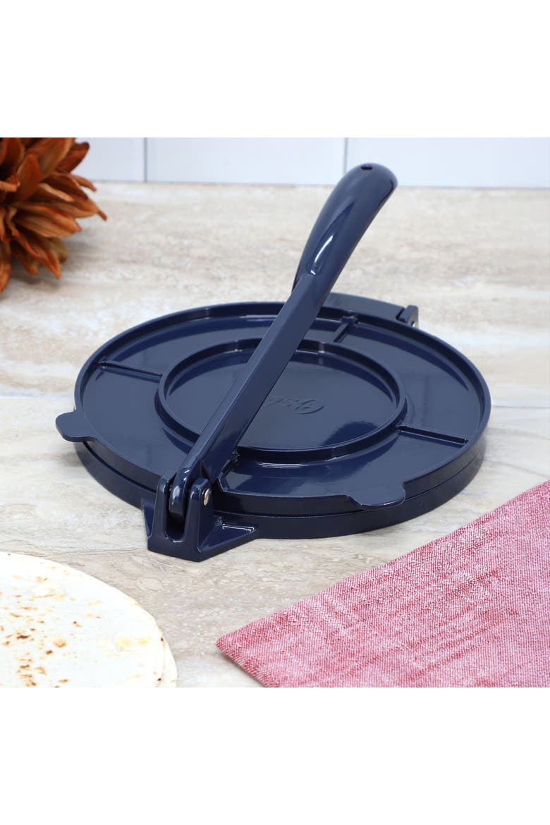 Ravello 8 Inch Cast Aluminum Round Tortilla Press, Alternate, color, Dark Blue