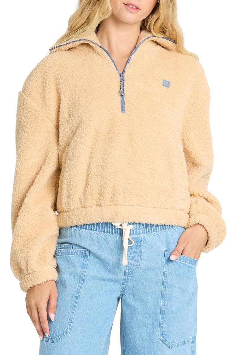 Barra Half Zip Fleece Pullover, Main, color, BUTTERCREAM