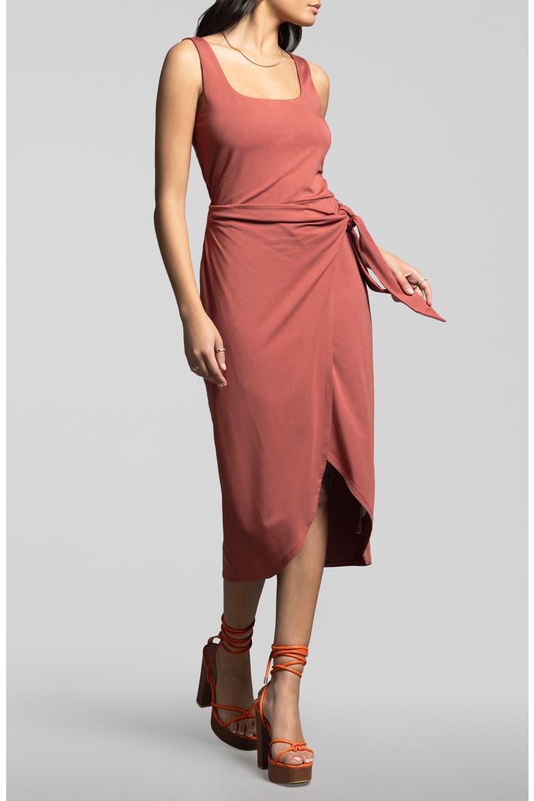 Aubrielle SideTie Knit Dress, Alternate, color, SIENNA