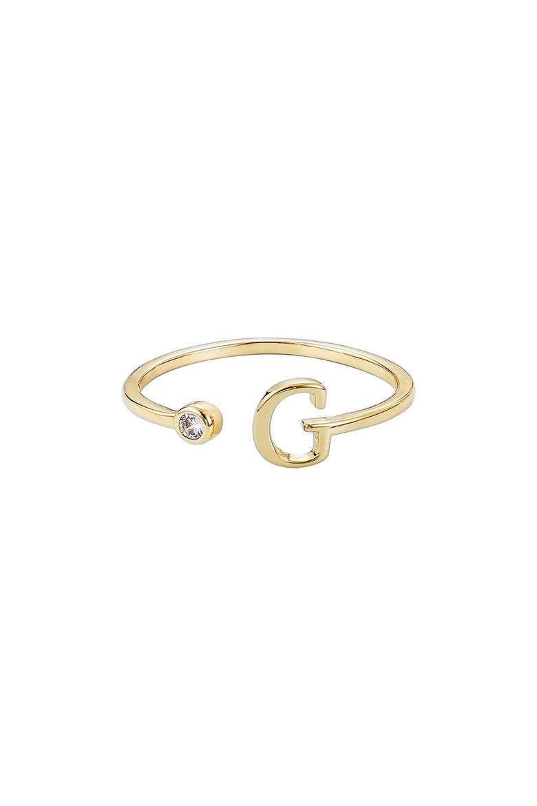 CZ & Initial Open Band Ring, Main, color, GOLD-G