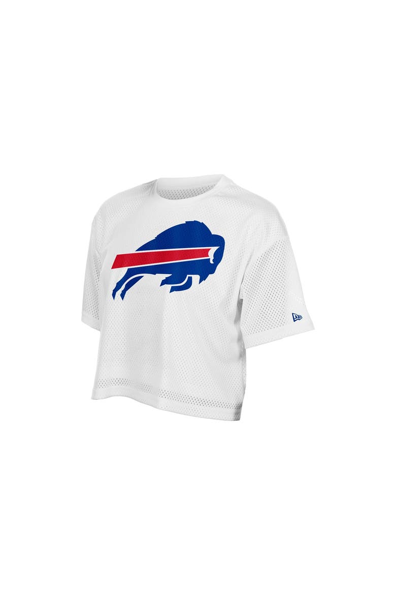 Women's New Era  White Buffalo Bills Summer Mesh Cropped Boxy T-Shirt, Alternate, color, White