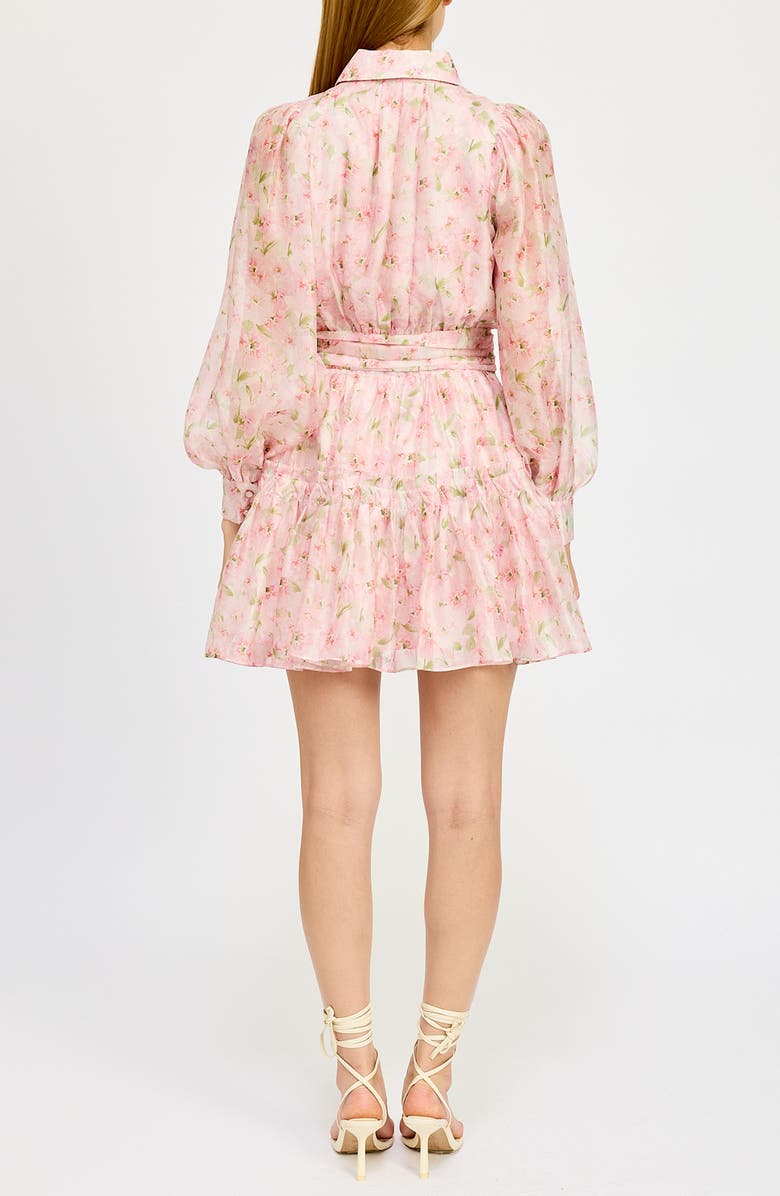 En Saison Josette Floral Long Sleeve Mini Shirtdress, Alternate, color, 