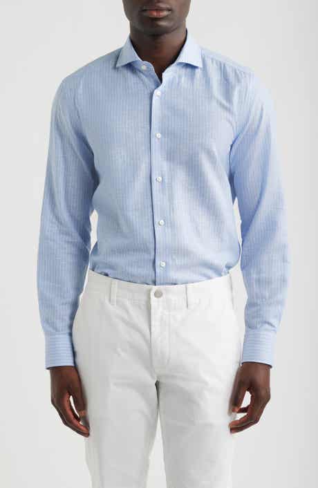 Hank Slim Fit Plaid Linen & Cotton Shirt