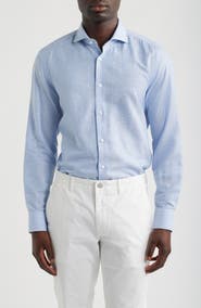 BOSS Hank Slim Fit Plaid Linen & Cotton Shirt