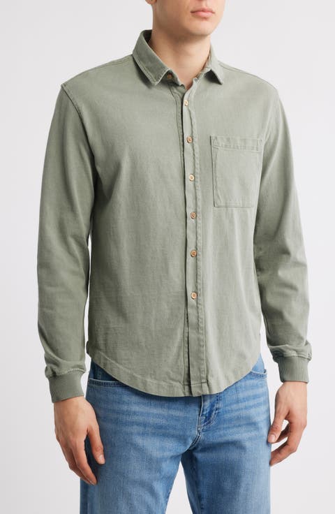 Caza Rib Organic Cotton Knit Button-Up Shirt