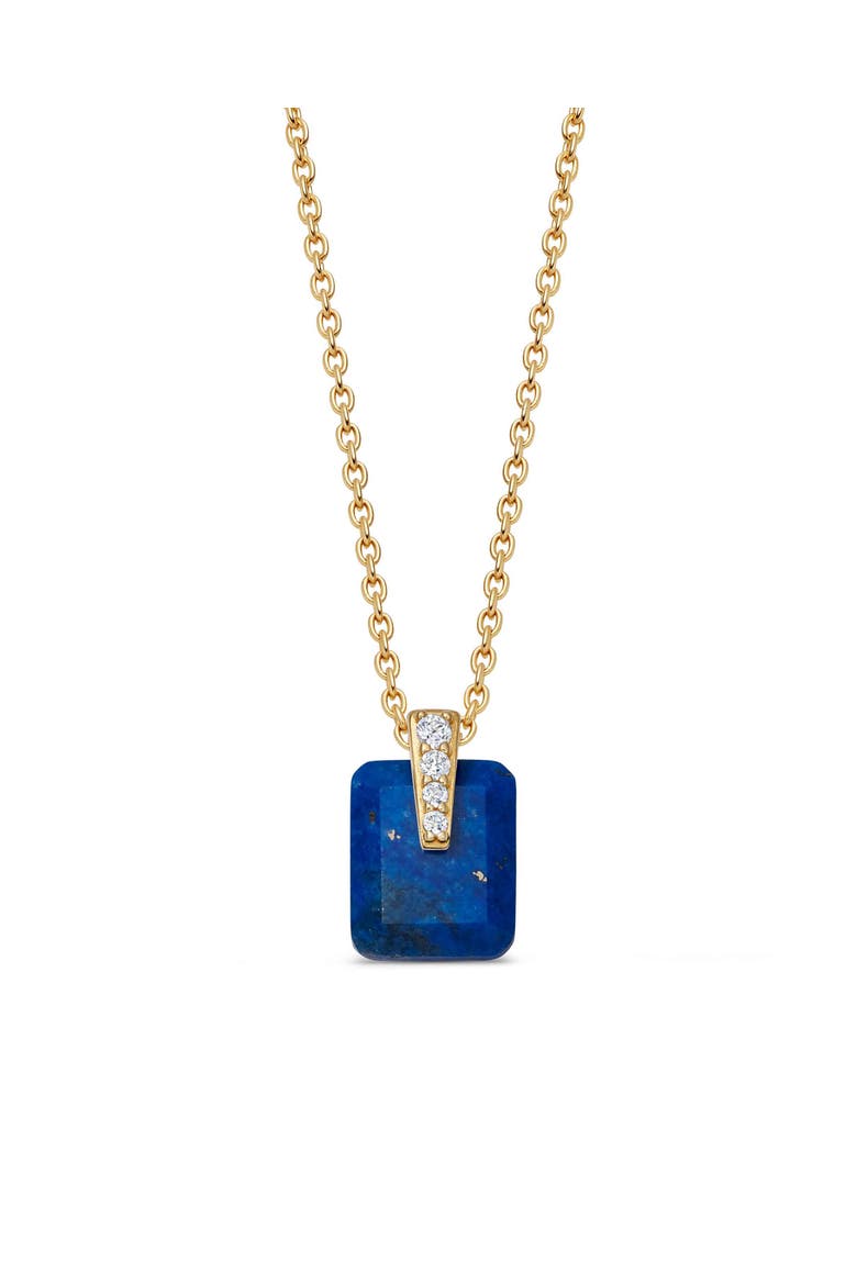 Gold Deco Lapis Pendant Necklace, Main, color, Lapis
