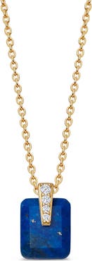 Astley Clarke Gold Deco Lapis Pendant Necklace