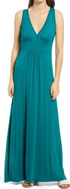 Loveappella V-Neck Jersey Maxi Dress