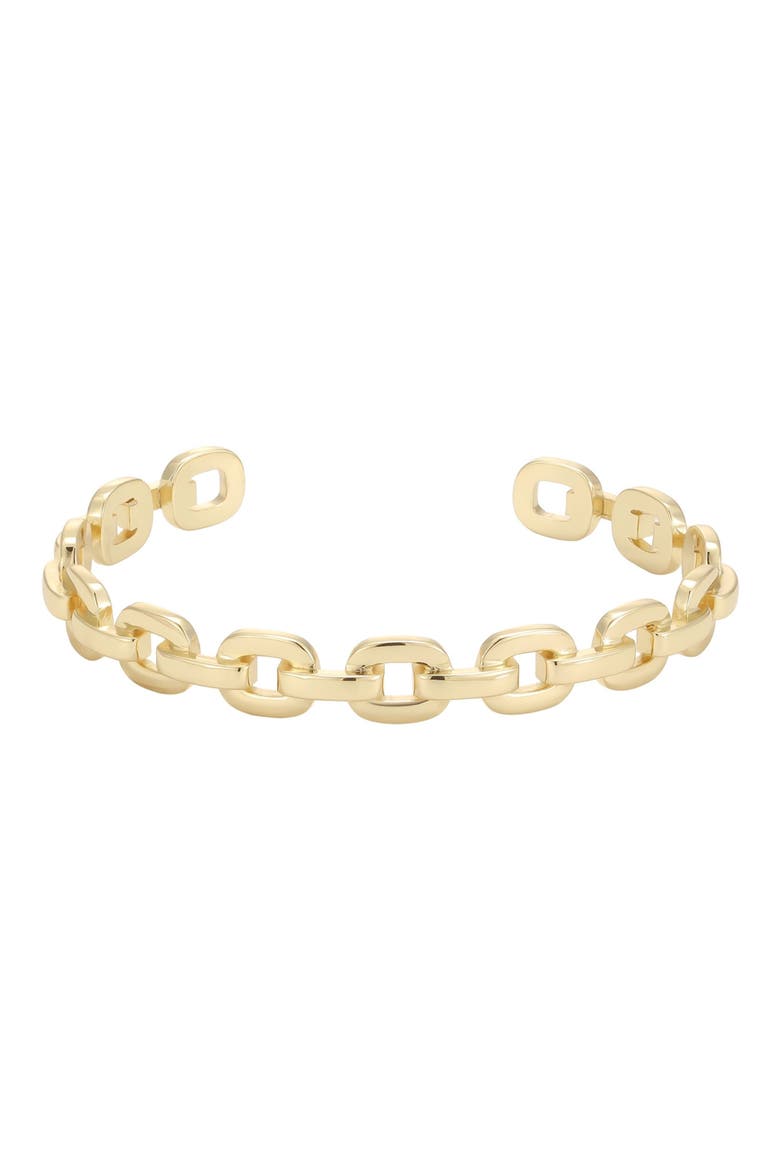 14k Gold Plated Curb Link Cuff Bracelet, Main, color, GOLD
