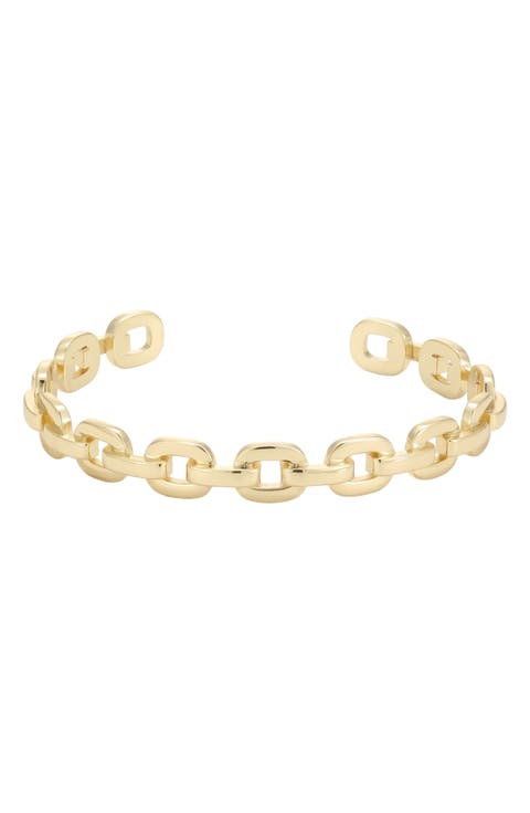 14k Gold Plated Curb Link Cuff Bracelet
