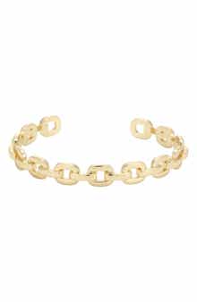 14k Gold Plated Curb Link Cuff Bracelet