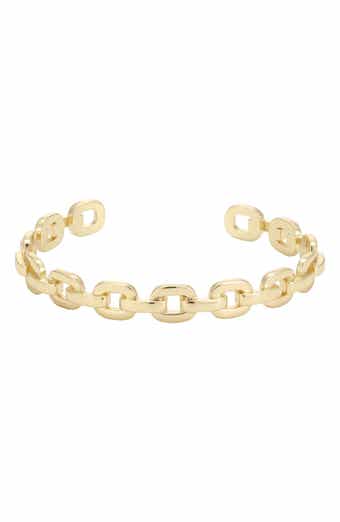 14k Gold Plated Curb Link Cuff Bracelet