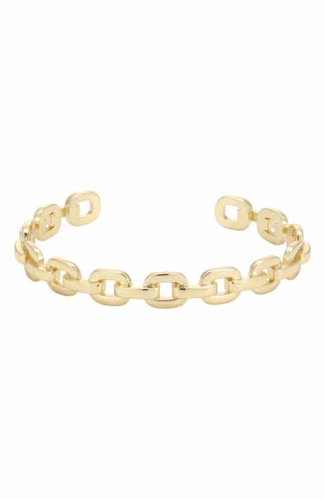 14k Gold Plated Curb Link Cuff Bracelet