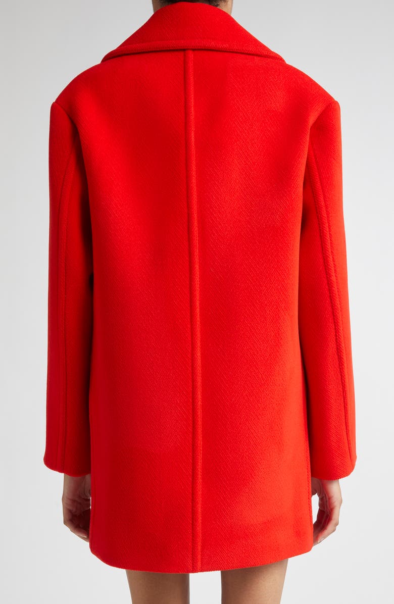 Jil Sander Double Breasted Elongated Wool Peacoat, Alternate, color, Strawberry