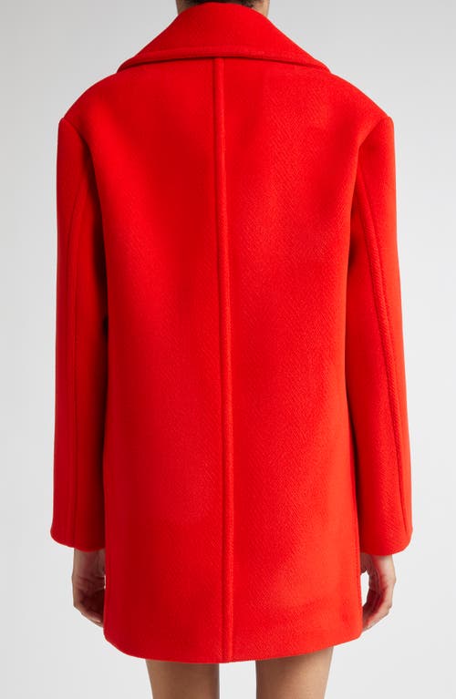 Jil Sander Double Breasted Elongated Wool Peacoat In Red