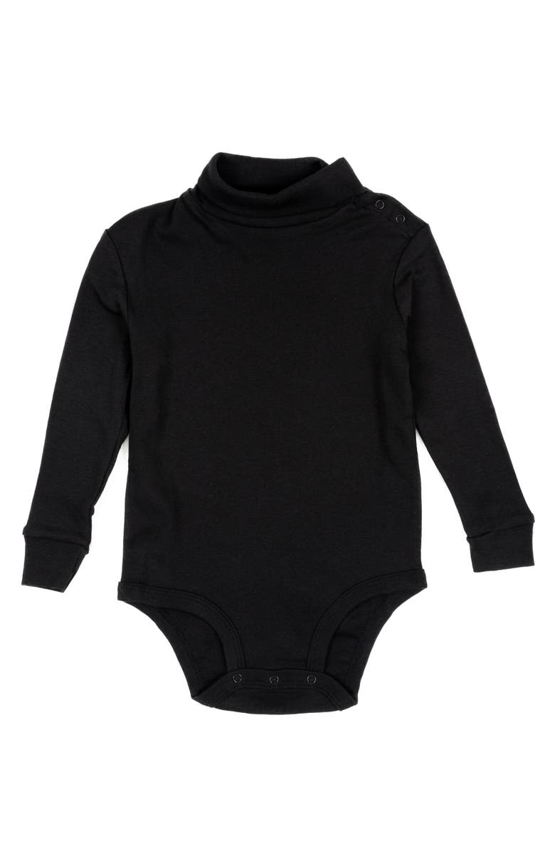 Leveret Cotton Boho Solid Turtleneck Bodysuit, Main, color, Black