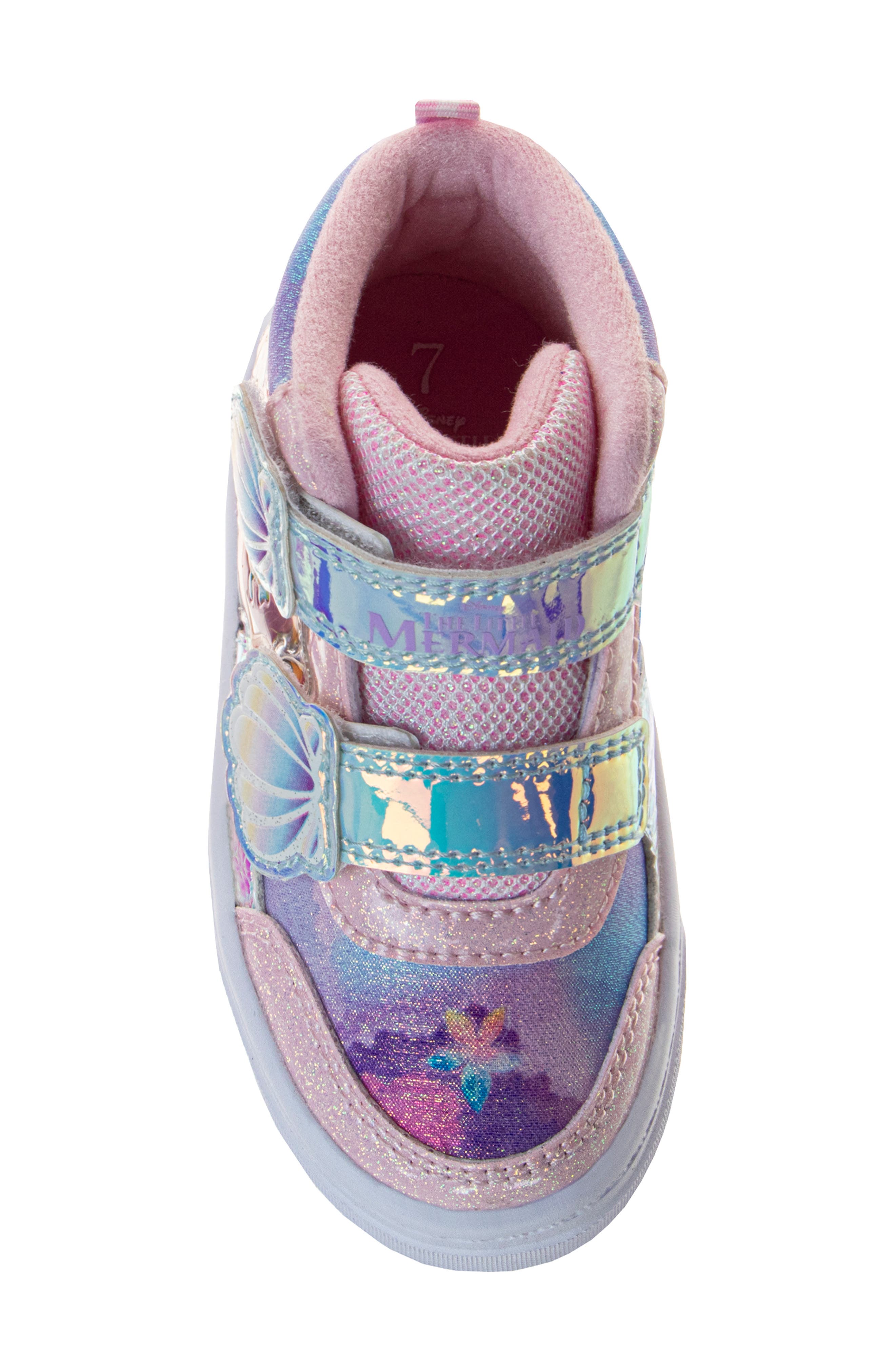 JOSMO Kids' Disney Little Mermaid High Top Sneaker, Alternate, color, Pink/ Multi