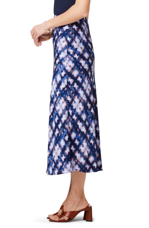 Nic + Zoe Shibori Glow Midi Skirt In Indigo Multi