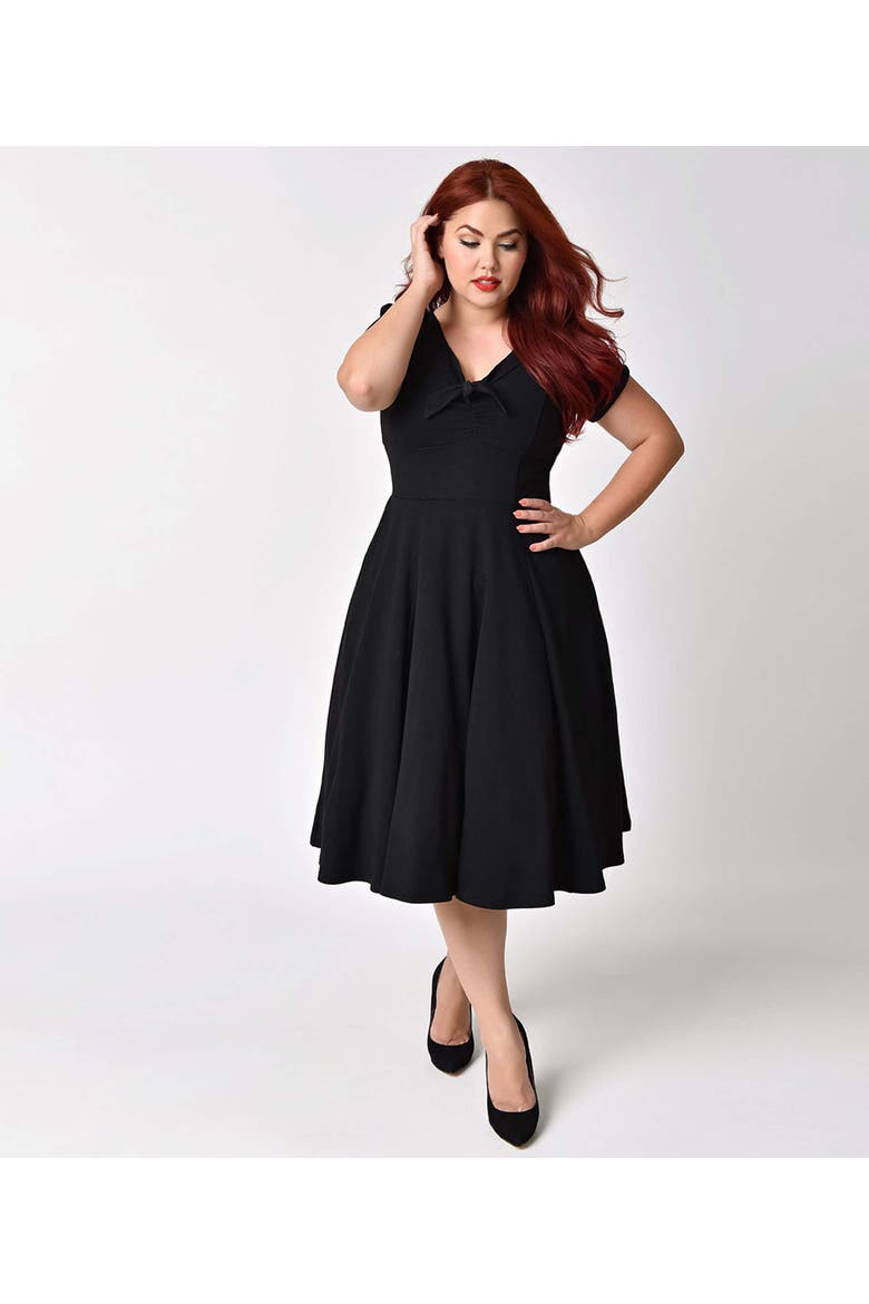 Plus Size Natalie Swing Dress, Main, color, Black Solid