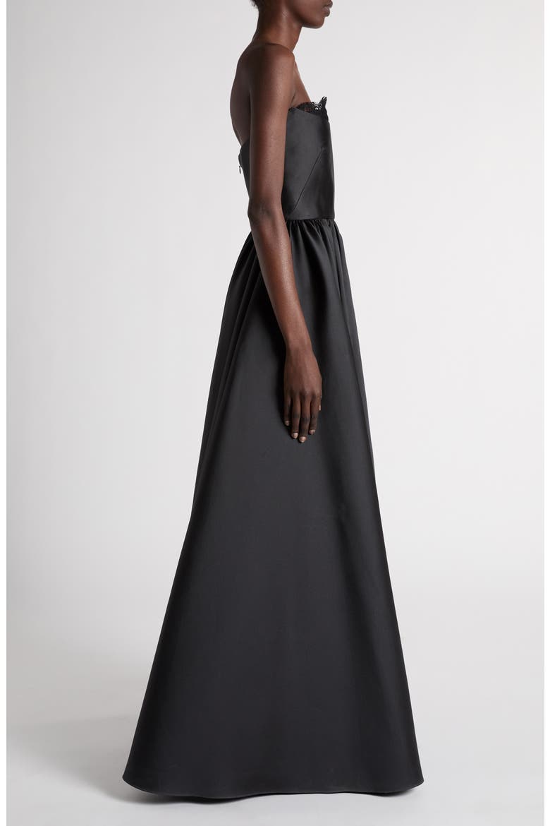Strapless Lace Detail Ballgown, Alternate, color, BLACK