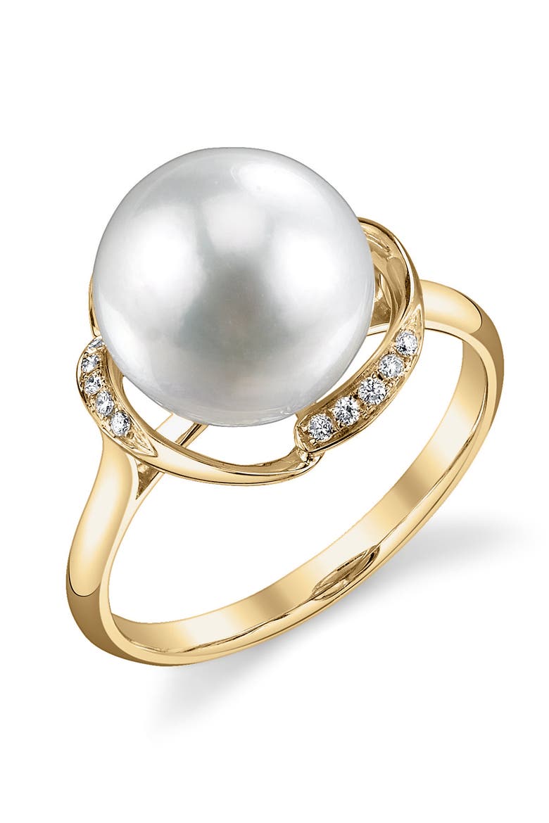 White South Sea Pearl & Diamond Ruby Ring, Main, color, Yellow Gold