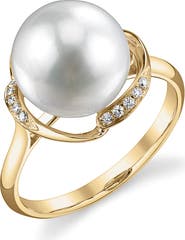 The Pearl Source White South Sea Pearl & Diamond Ruby Ring