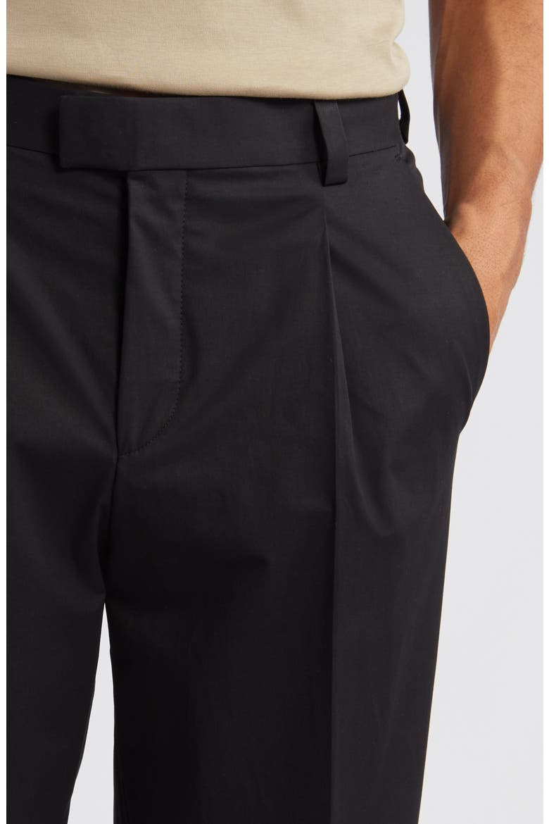 Theodor Pleated Stretch Cotton Pants, Alternate, color, BLACK