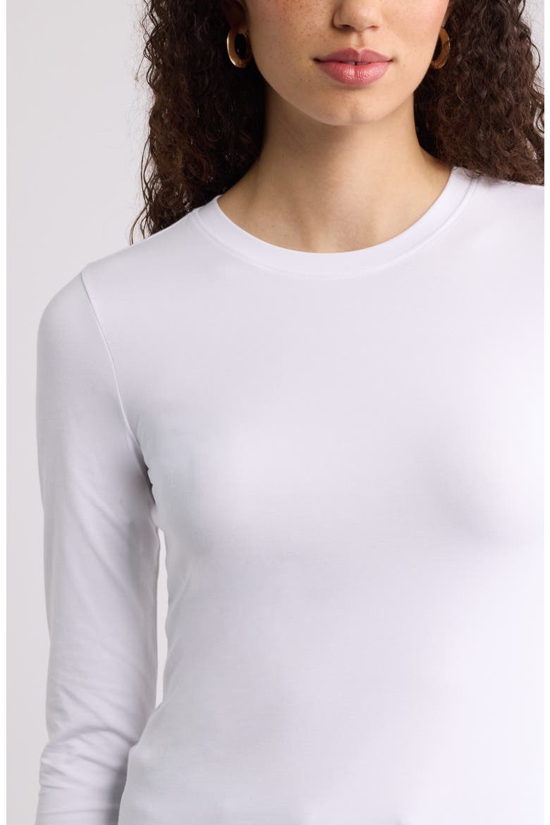 Pima Cotton & Tencel Modal Long Sleeve T-Shirt, Alternate, color, WHITE