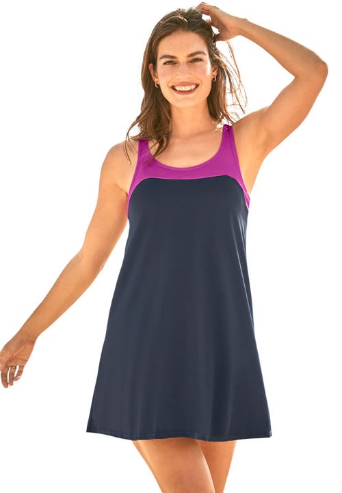 Swim 365 Two-piece Colorblock Swim Dress In Multi
