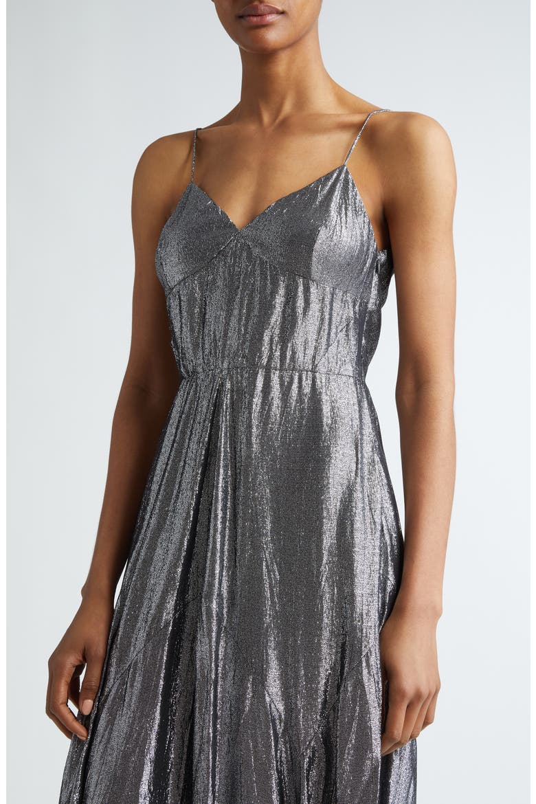 Crushed Metallic Midi Cocktail Dress, Alternate, color, GUNMETAL