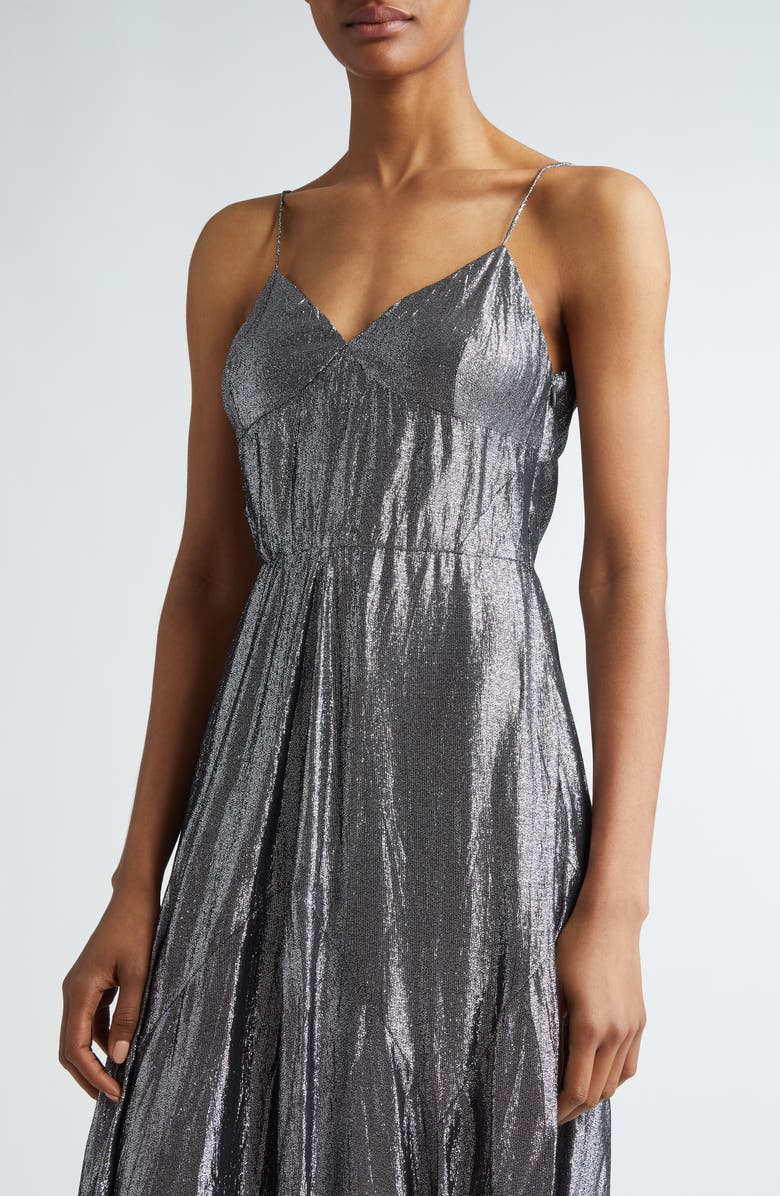 Michael Kors Collection Crushed Metallic Midi Cocktail Dress, Alternate, color, Gunmetal