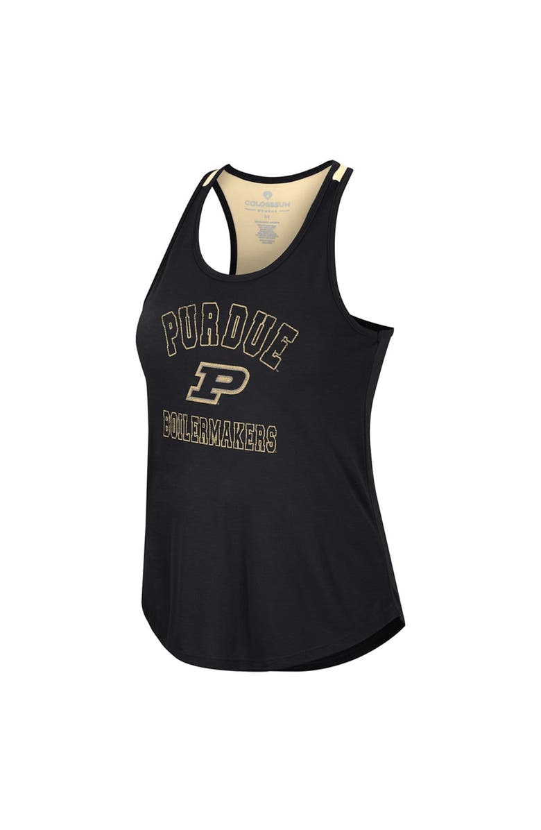 COLOSSEUM Women's Colosseum Black Purdue Boilermakers 10 Days Racerback Scoop Neck Tank Top, Alternate, color, 
