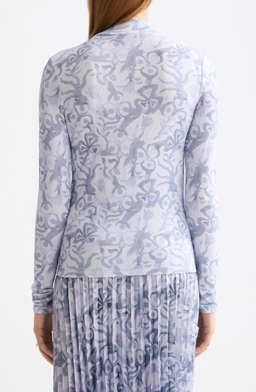 Scotch & Soda Print Mock Neck Top In White
