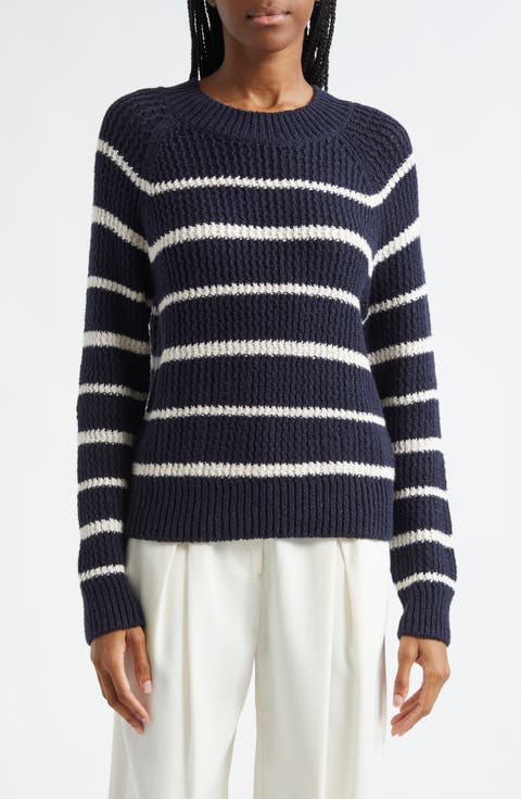 Rib Stripe Crewneck Sweater