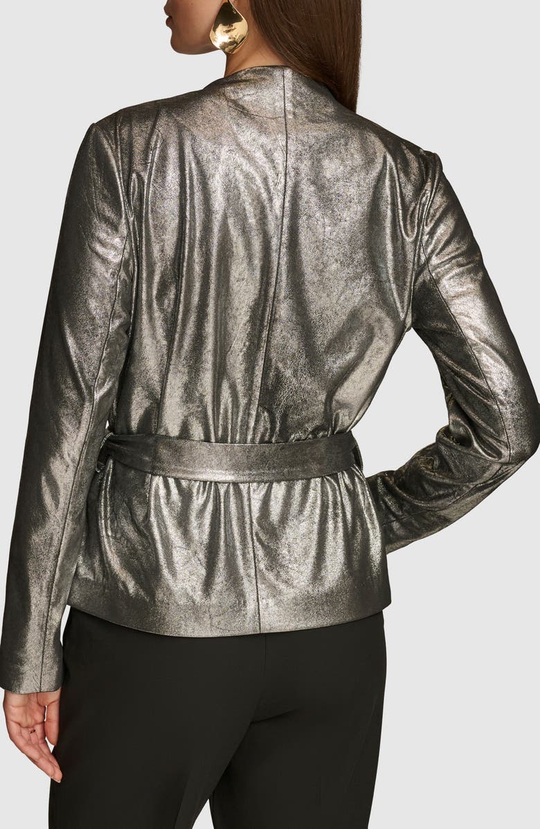 Donna Karan New York Metallic Tie Waist Blazer, Alternate, color, 