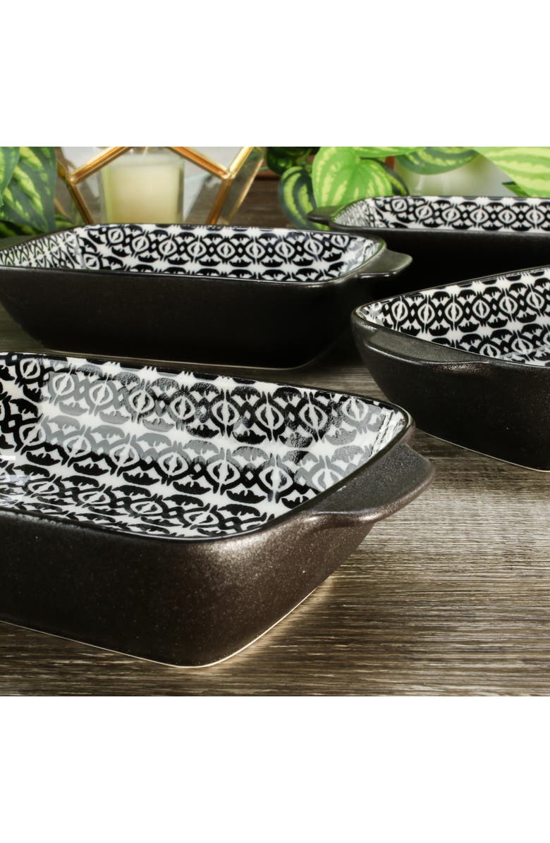 BIA Cordon Bleu Set of 2 Bali Black Sand Geo Rectangular Baking Dishes, Alternate, color, Black Multi