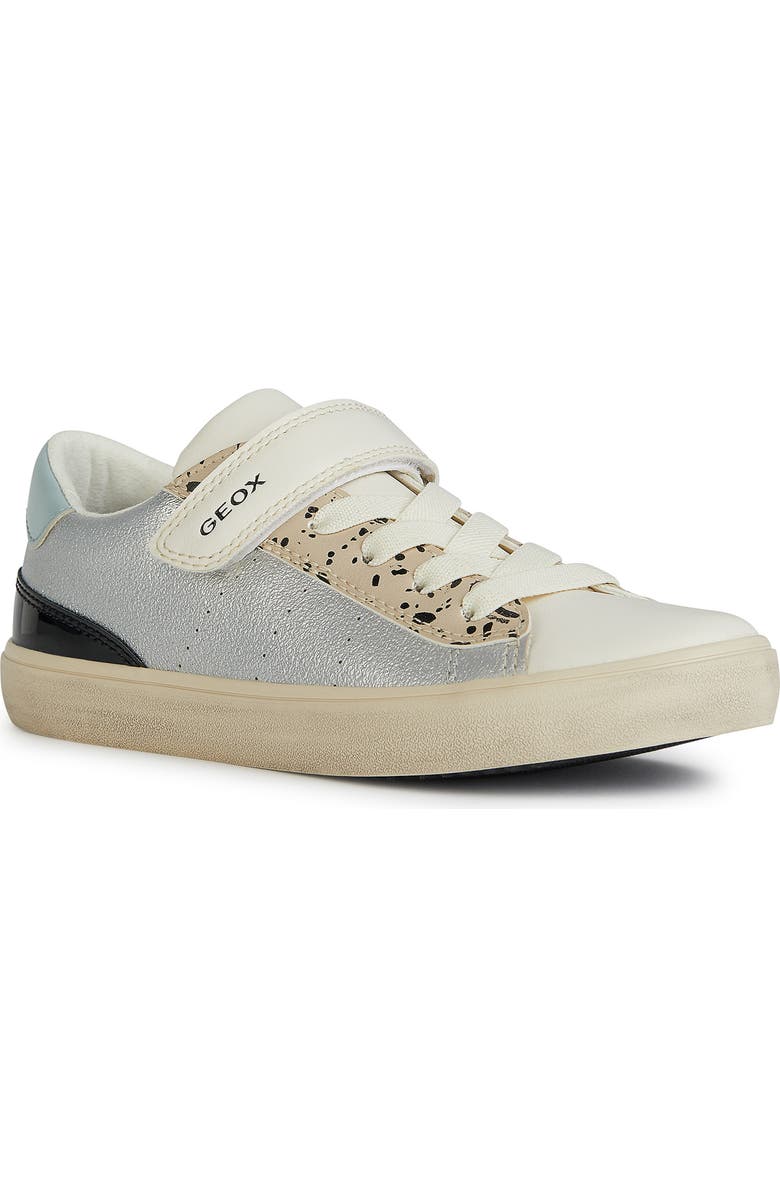 Geox Kids' Gisli Sneaker, Main, color, Silver/ Ivory