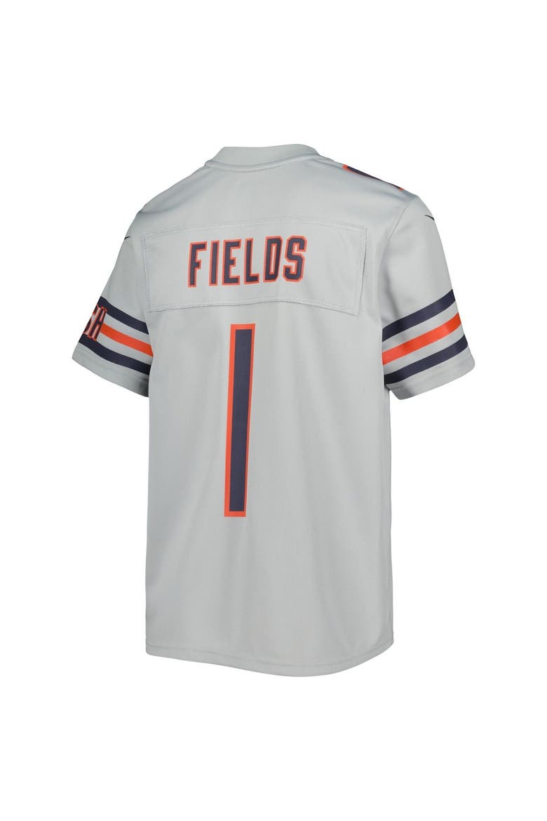 Youth Nike Justin Fields Gray Chicago Bears Inverted Game Jersey, Alternate, color, Gray