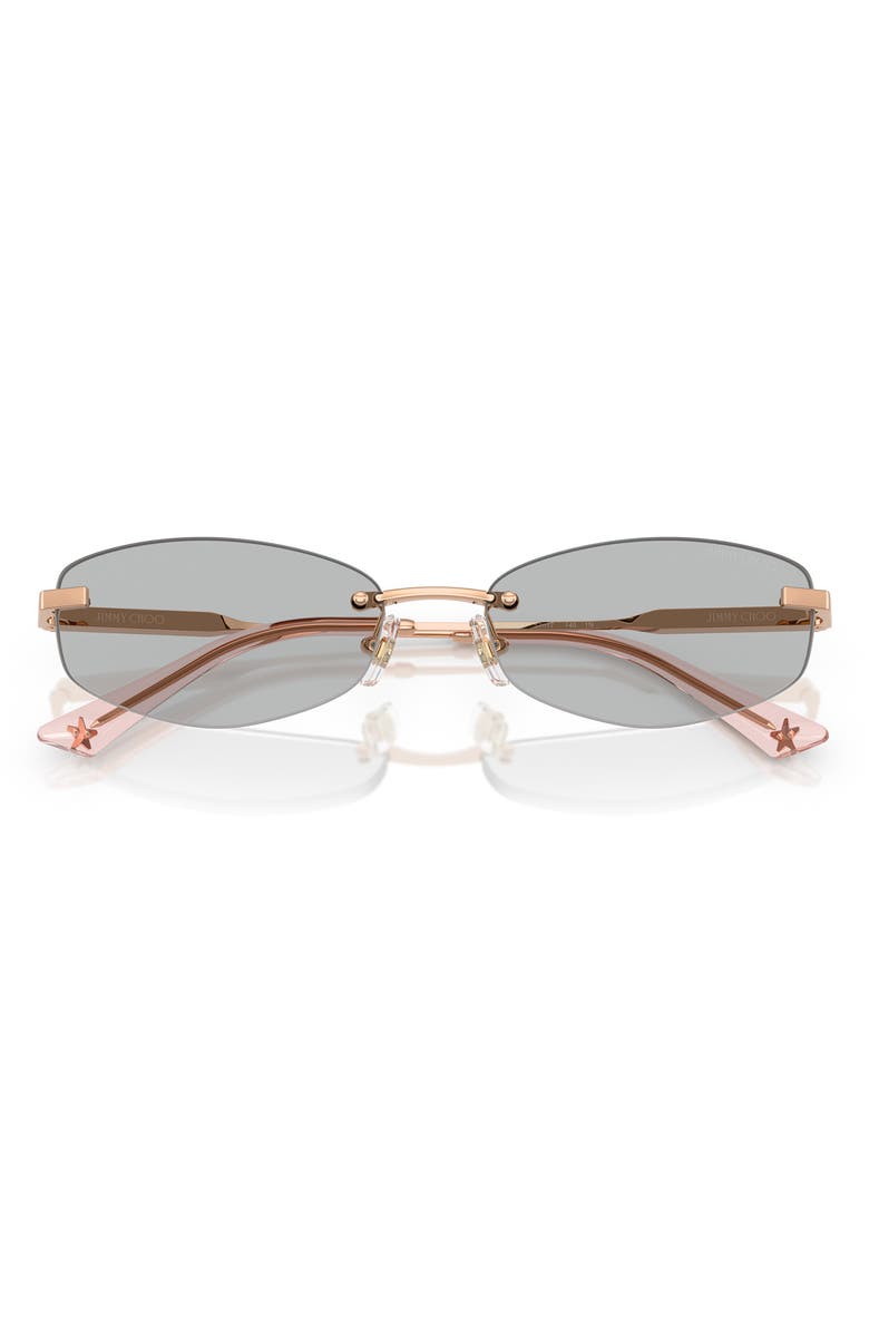 Jimmy Choo 57mm Oval Sunglasses, Alternate, color, Rose Gold