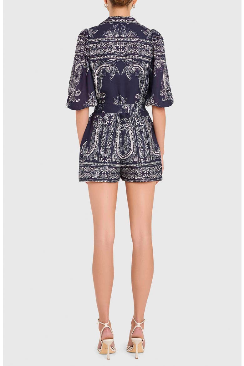 Lucia Balloon Sleeve Romper, Alternate, color, NAVY