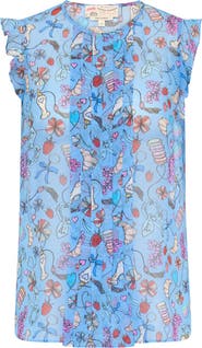 Maison Common Printed Silk Top With Pleating