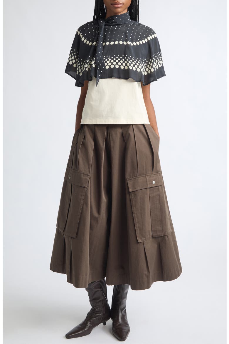 Tristan Pleated Cotton Culottes, Alternate, color, BROWN