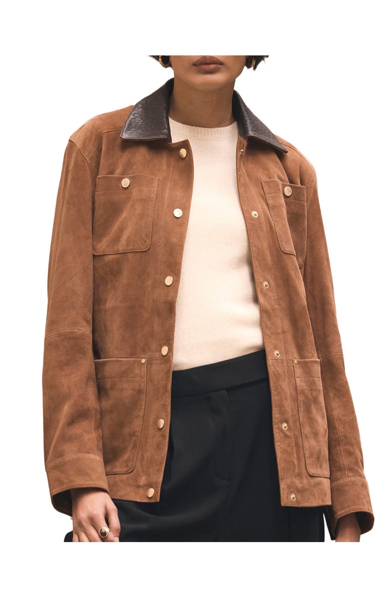 MINT VELVET Suede Barn Jacket, Alternate, color, Tan