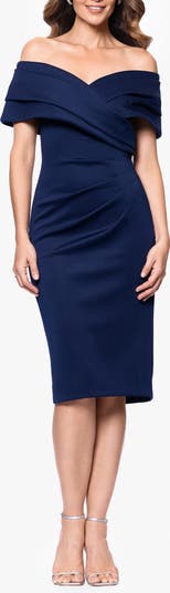 Off the Shoulder Scuba Knit Cocktail Dress