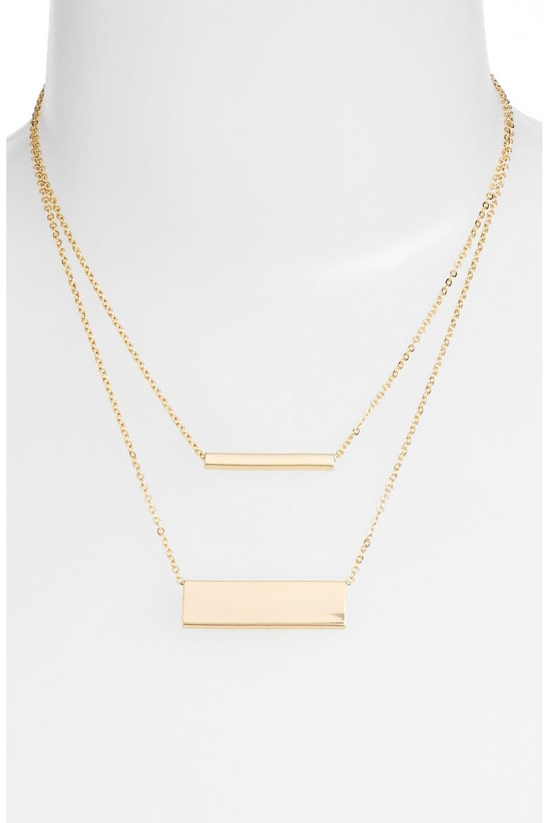 Layered Double Bar Necklace, Main, color, YELLOW GOLD
