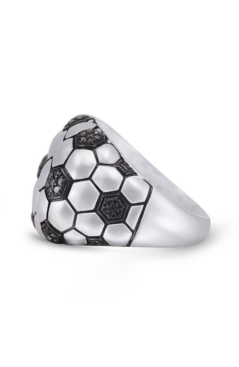 LuvMyJewelry Soccer Football Silver & Black Diamond Statement Men Ring, Alternate, color, Silver